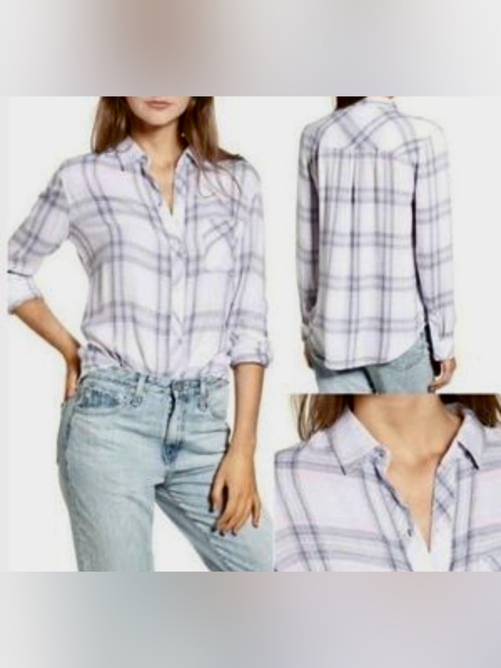 RAILS HUNTER WHITE BLUSH PATRIOT Plaid Flannel Top
